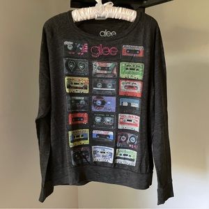 Gray Glee Long Sleeved Sweatshirt Top Cassette Tape Design